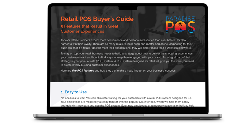 apple laptop with buyers guide on screen | Request our Retail Buyers Guide 
