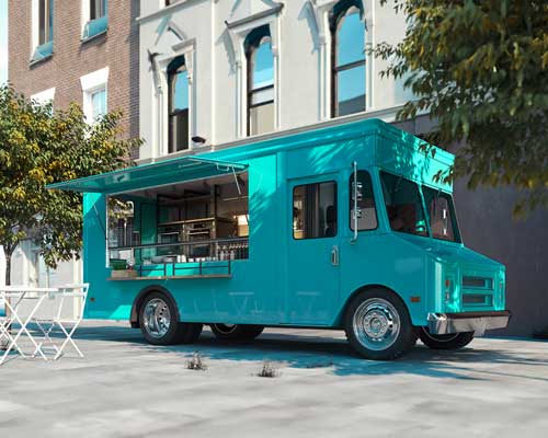 food truck parked on a city street | food truck pos
